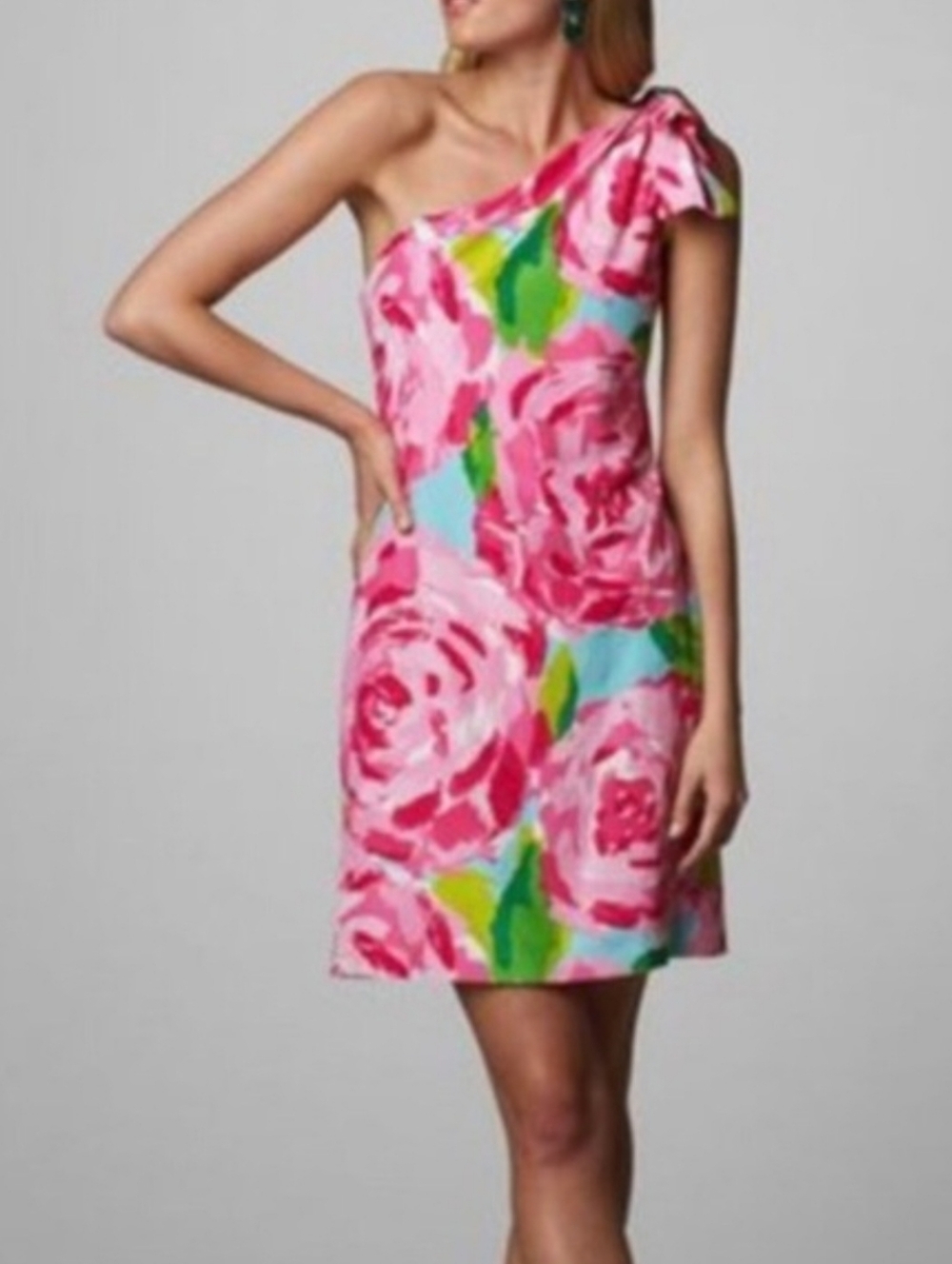 Lilly Pulitzer "Hotty First Impressions" Chloe one shoulder bow dress